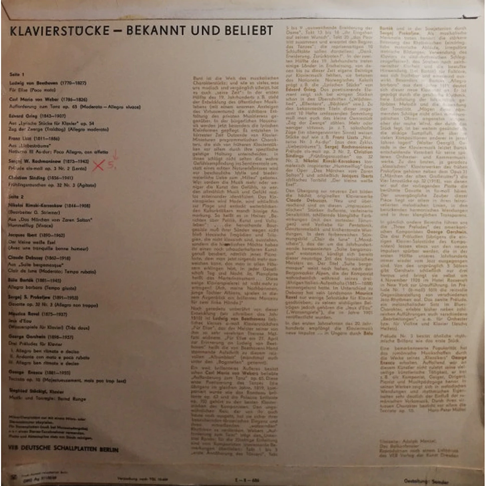 Siegfried Stöckigt - Klavierstücke - Bekannt Und Beliebt