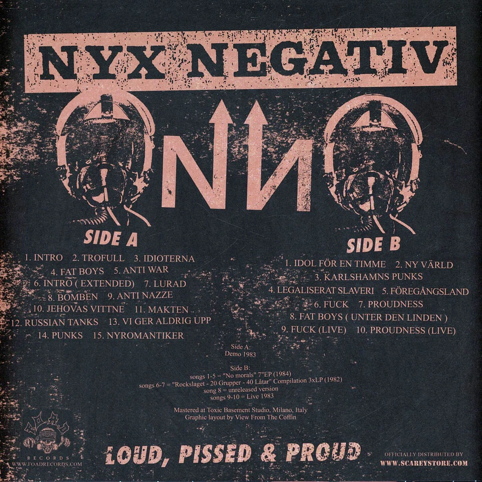 Nyx Negativ - Kalrshamns Punks 1981-1984 Black Vinyl Edition