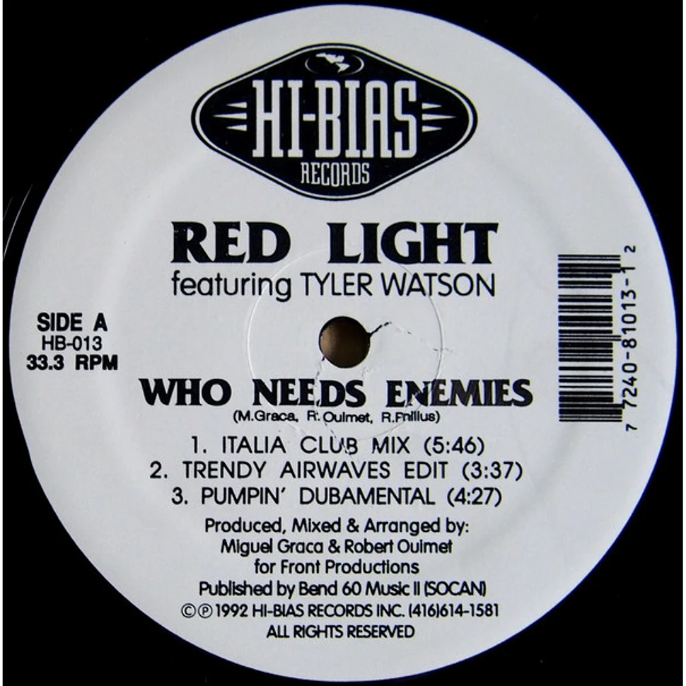 Red Light Featuring Tyler Watson - Who Needs Enemies - Remixes