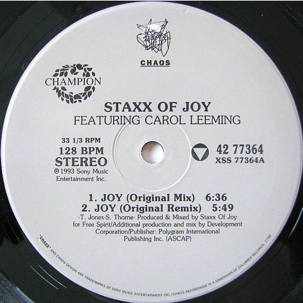 Staxx Featuring Carol Leeming - Joy