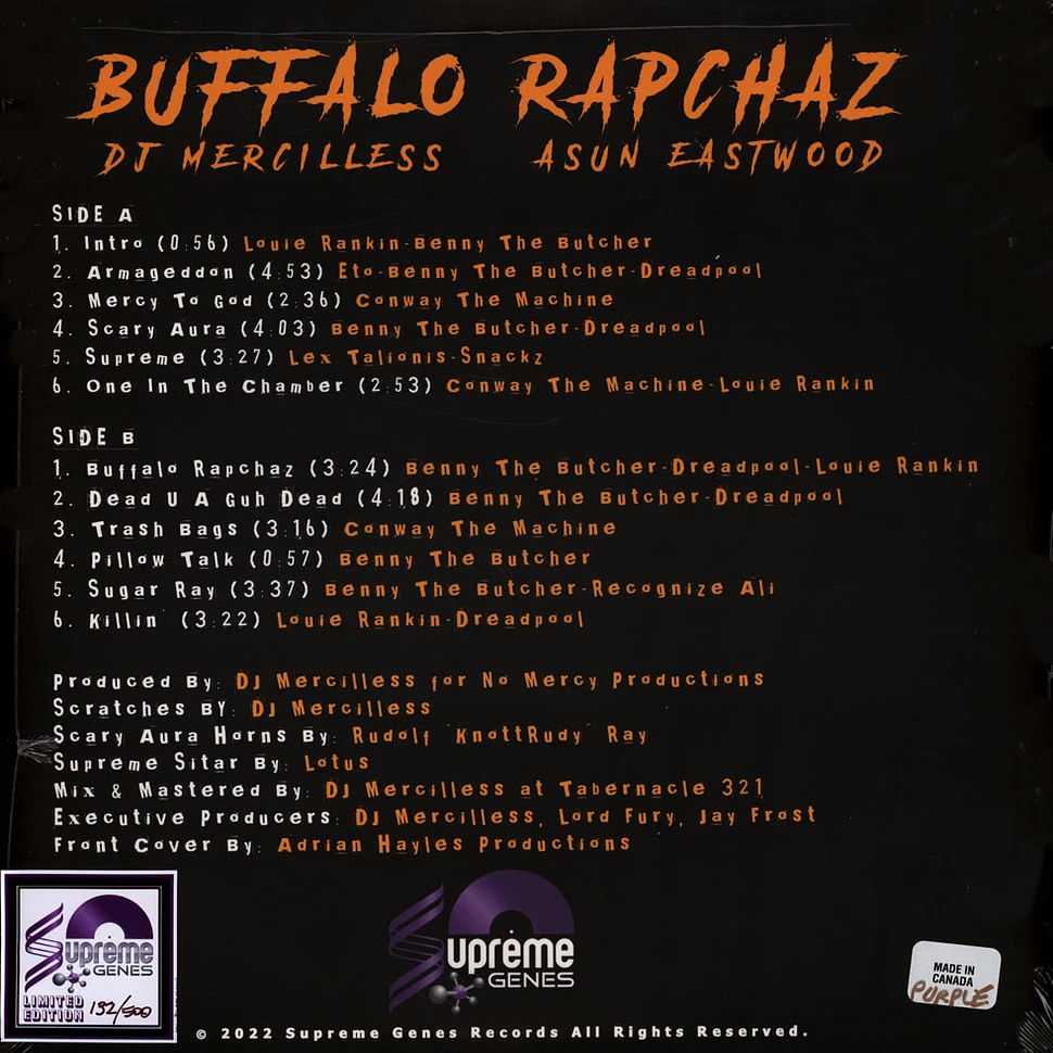 DJ Mercilless & Asun Eastwood - Buffalo Rapchaz Purple Marbled Vinyl Edition