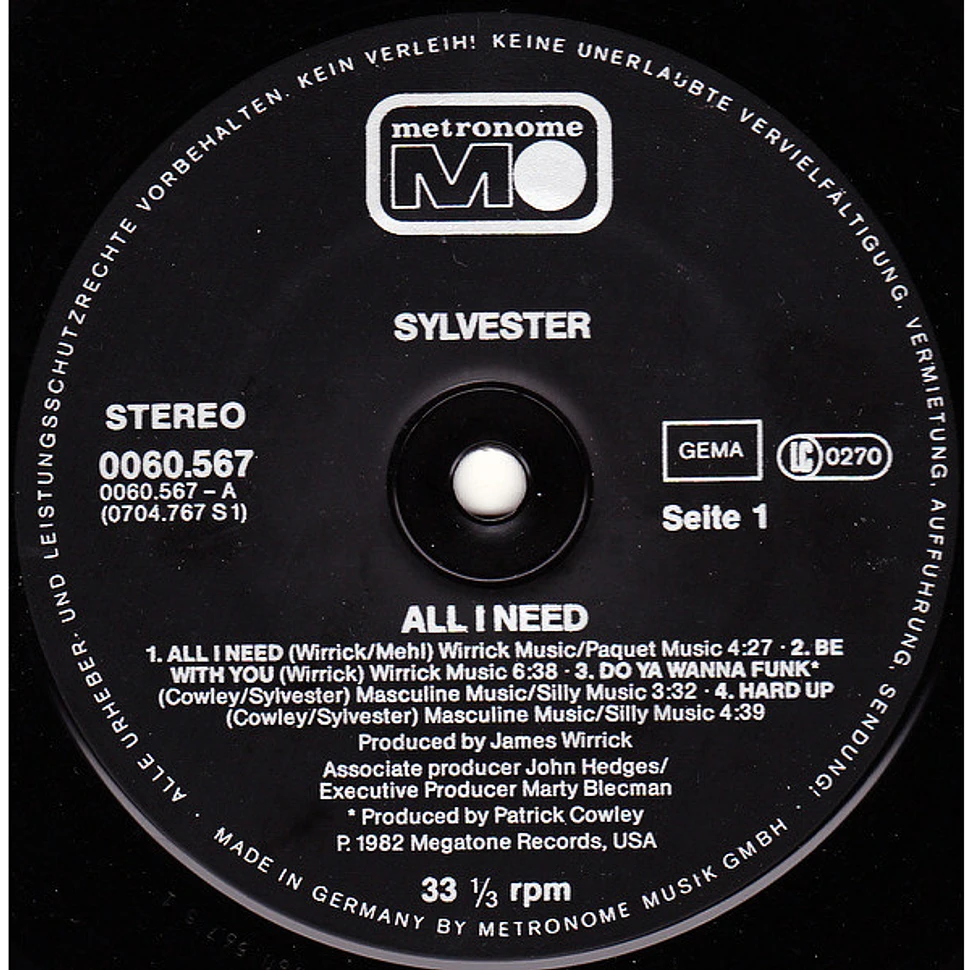 Sylvester - All I Need