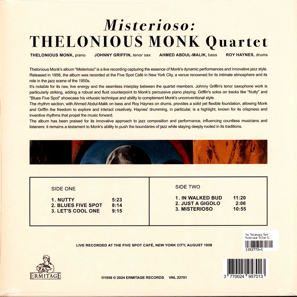 The Thelonious Monk Quartet - Misterioso Yellow Vinyl Edition