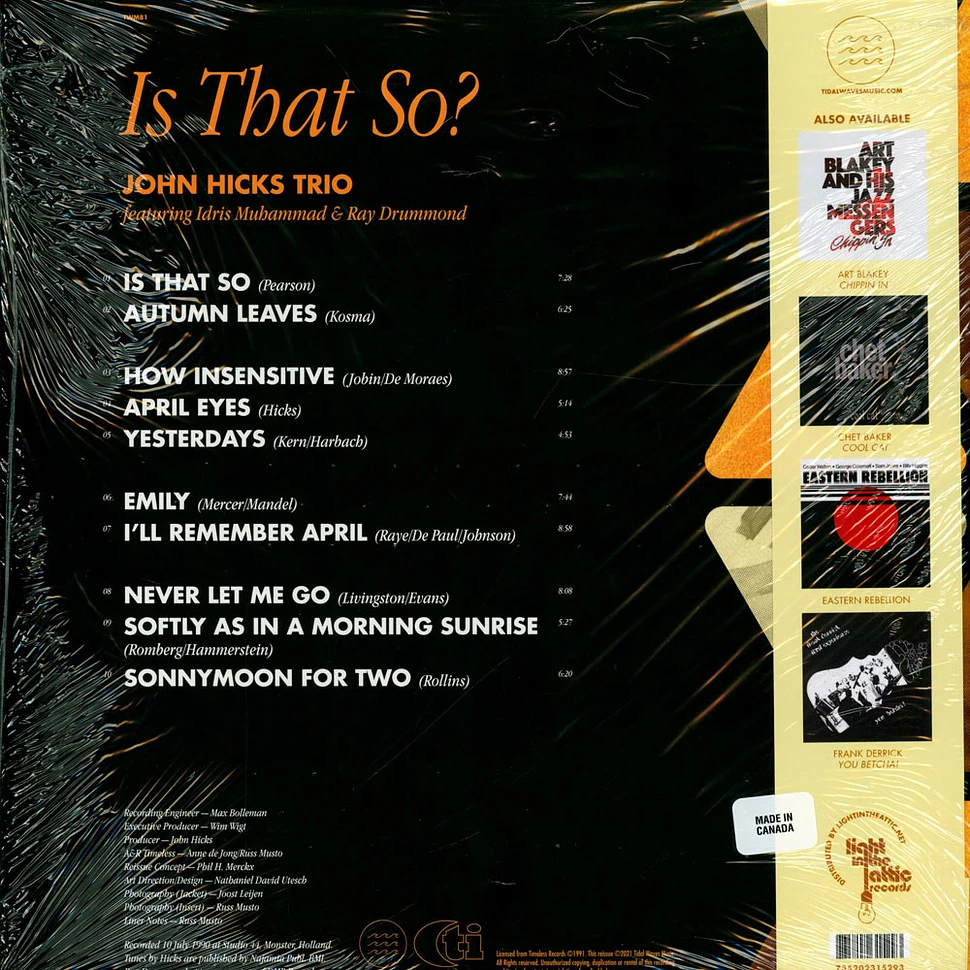 John Hicks Trio - Is That So? Record Store Day Vinyl Edition