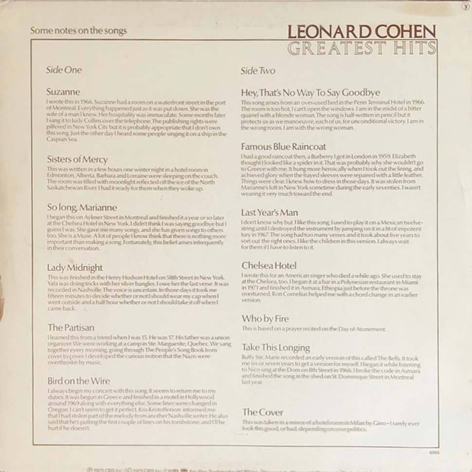 Leonard Cohen - Greatest Hits