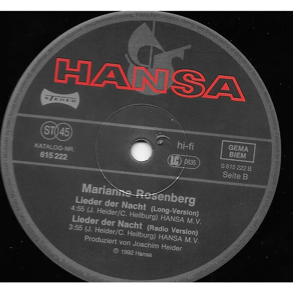 Marianne Rosenberg - Lieder Der Nacht (Remix '92)