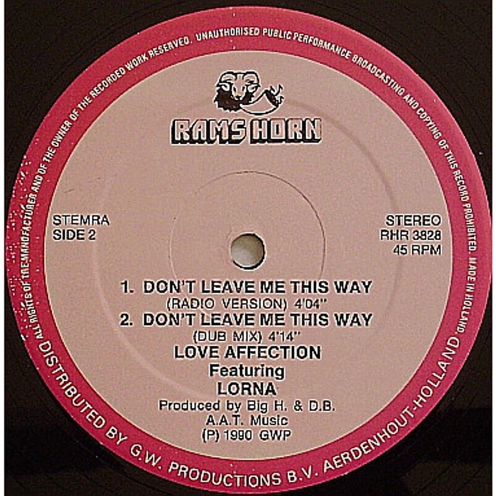 Love Affection Featuring Lorna - Don't Leave Me This Way