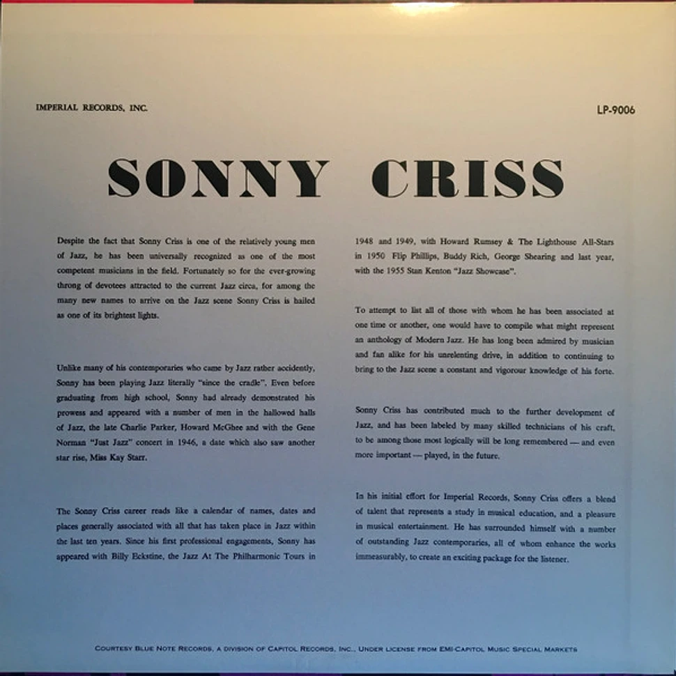 Sonny Criss - Jazz - U.S.A.