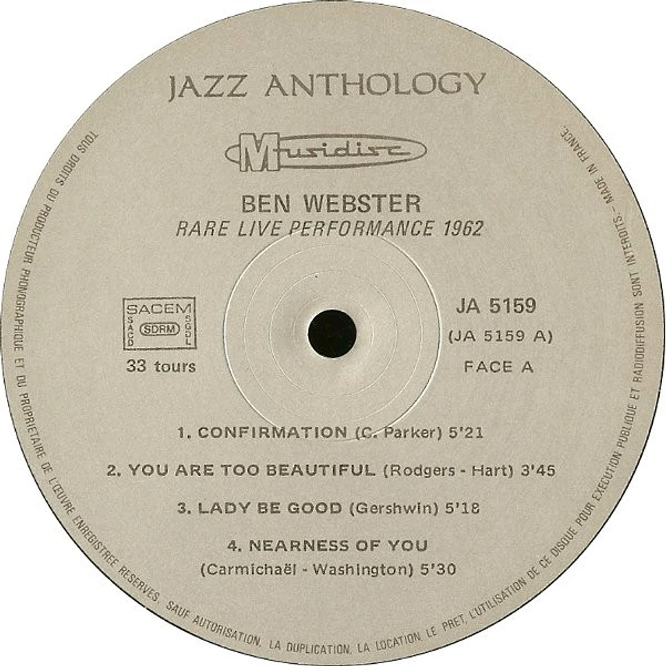 Ben Webster - Rare Live Performance 1962