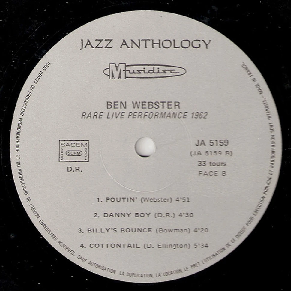 Ben Webster - Rare Live Performance 1962