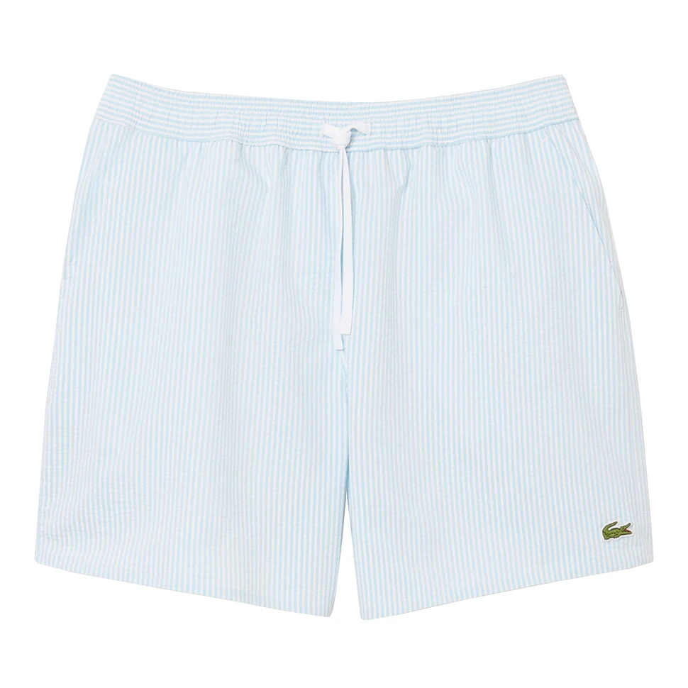 Lacoste - Striped Seersucker Swim Trunks