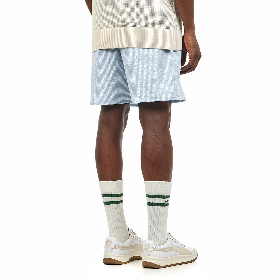 Lacoste - Striped Seersucker Swim Trunks