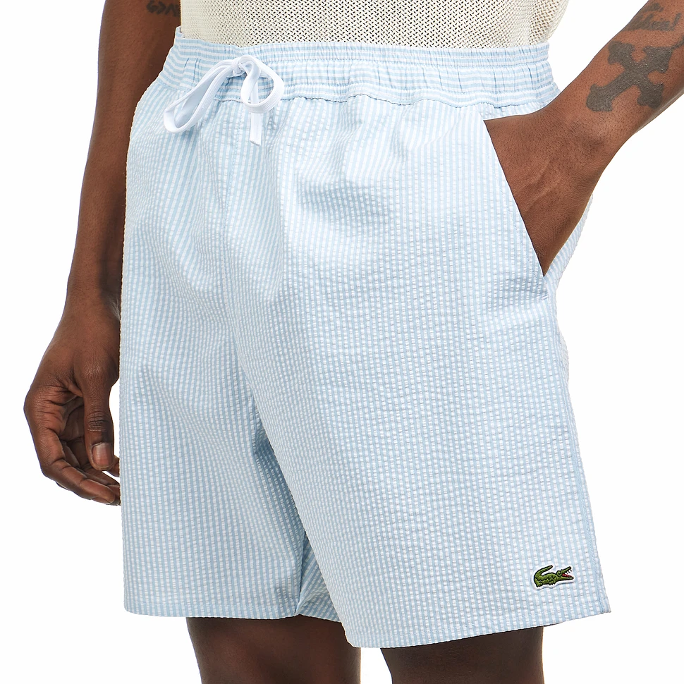 Lacoste - Striped Seersucker Swim Trunks