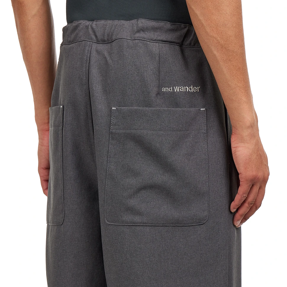 and wander - PE Melange Twill Wide Pants (Gray) | HHV