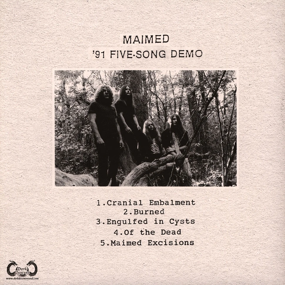 Maimed - Demo '91 Limited Black Vinyl Edition