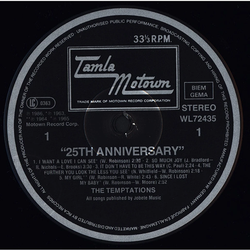 The Temptations - 25th Anniversary