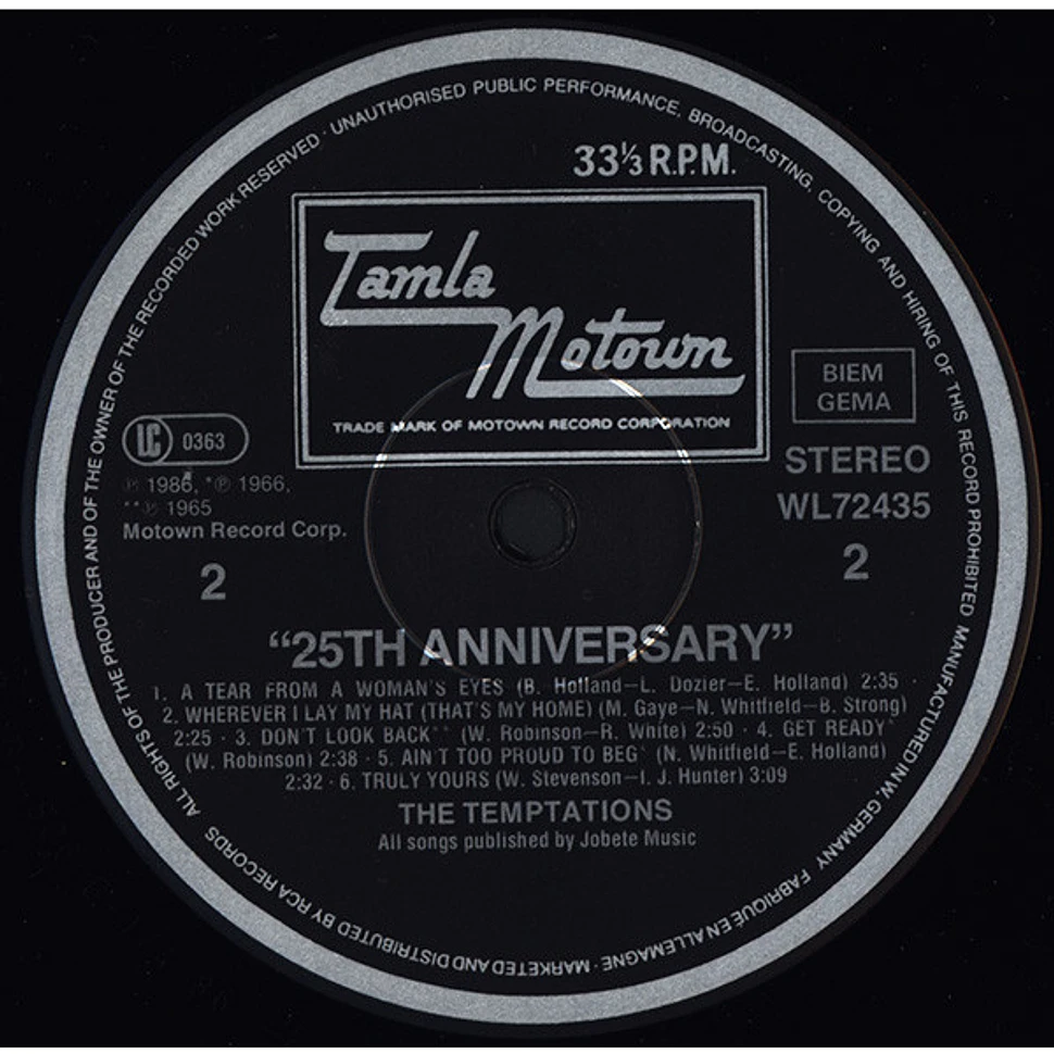 The Temptations - 25th Anniversary