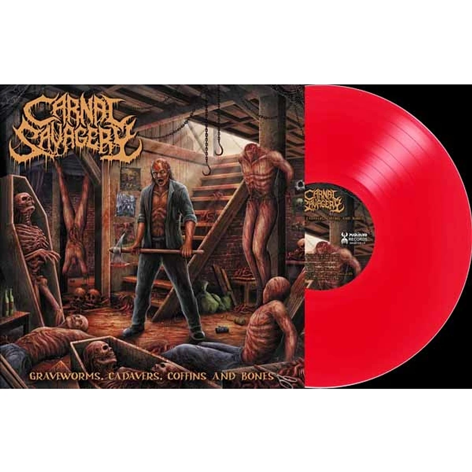 Carnal Savagery - Graveworms Cadavers Coffins And Bones Clear Blood Red Vinyl Edition