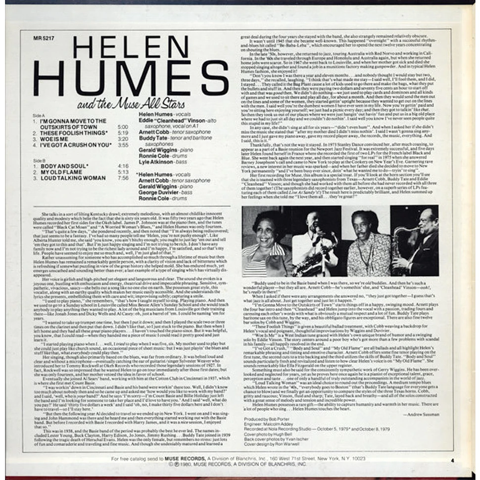 Helen Humes And Muse Allstars - Helen Humes And The Muse All Stars