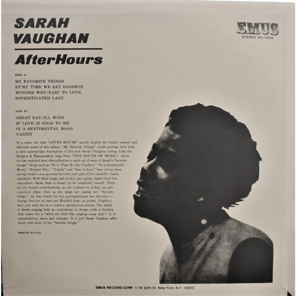 Sarah Vaughan - After Hours