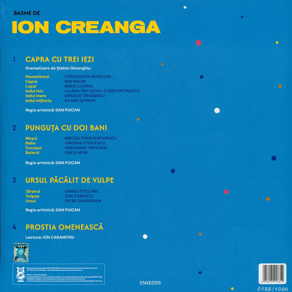 Ion Creanga - Children's Tales Black Vinyl Edition