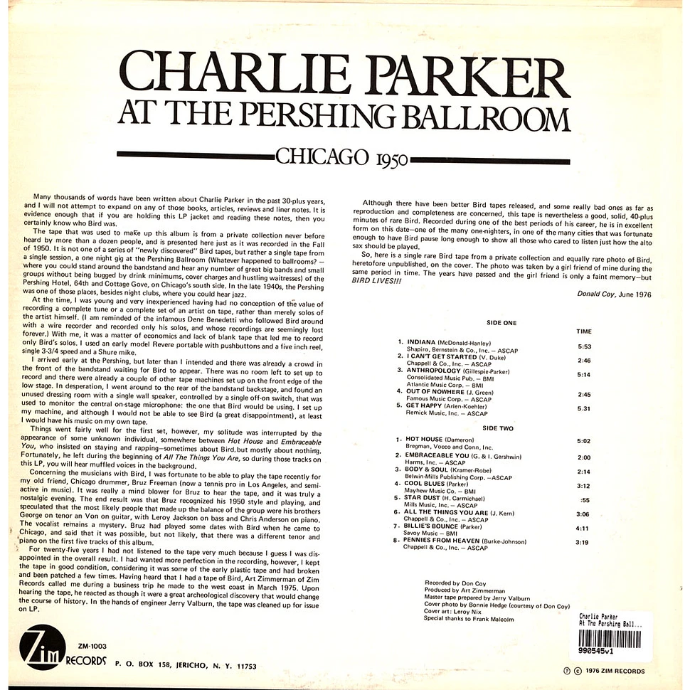 Charlie Parker - At The Pershing Ballroom (Chicago 1950)