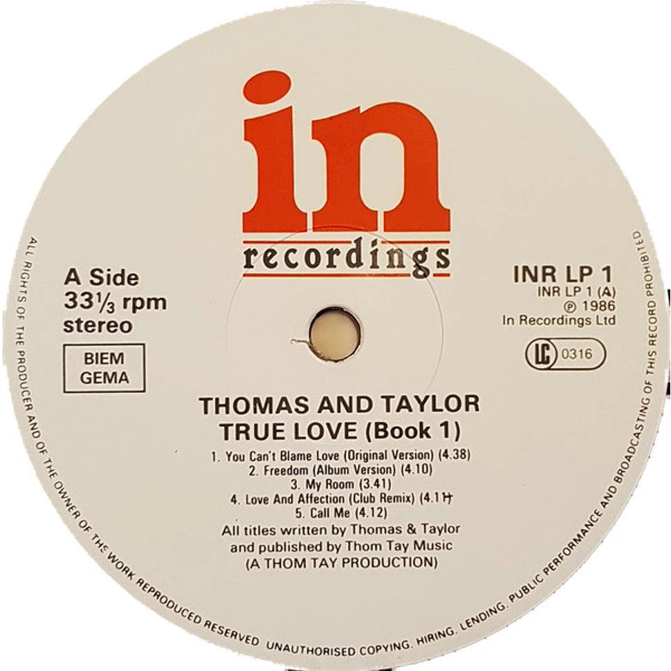 Thomas & Taylor - True Love Book 1