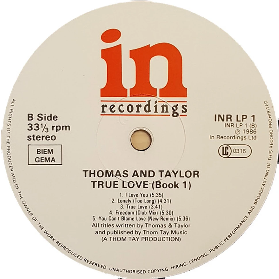 Thomas & Taylor - True Love Book 1