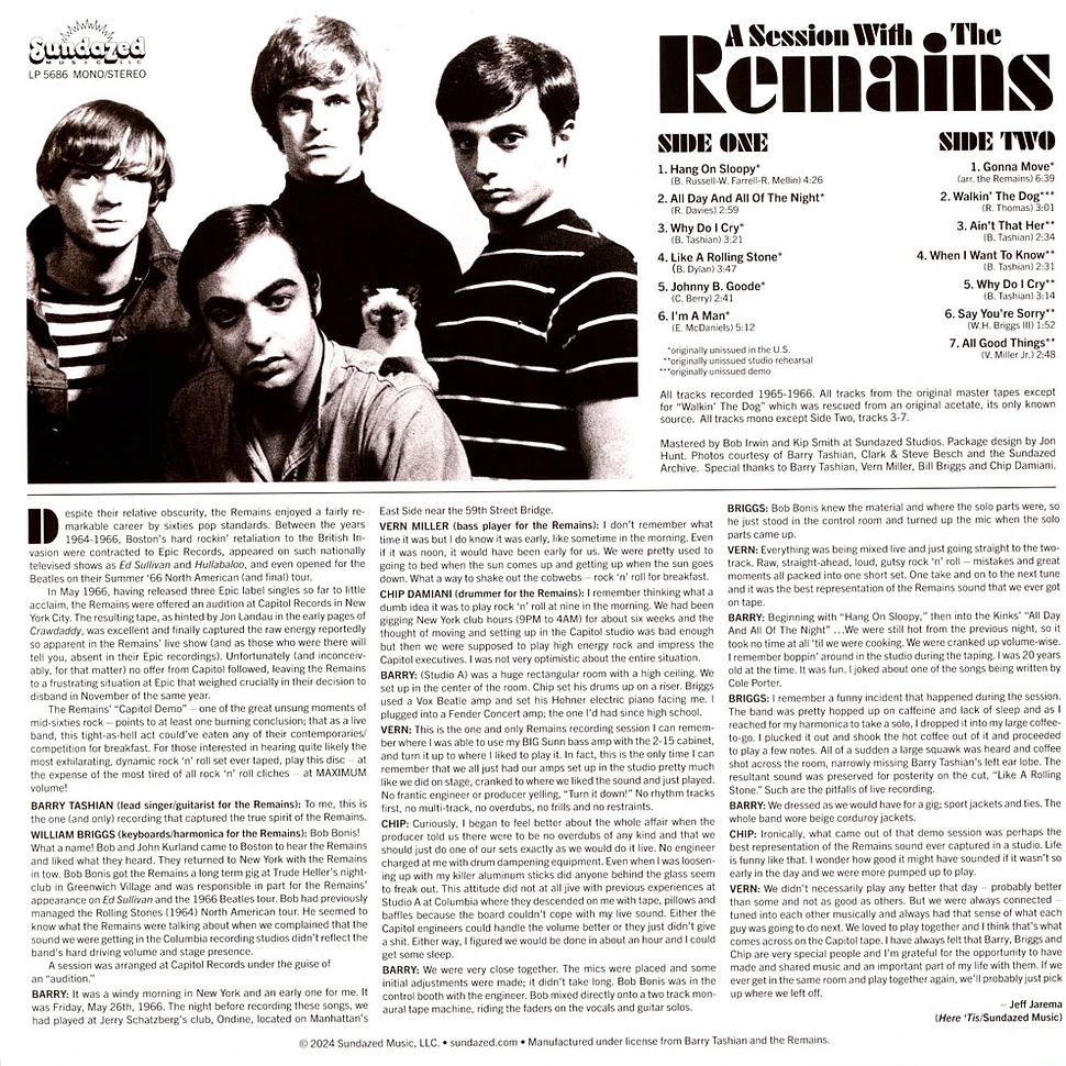 The Remains - A Session With The Remains Red Vinyl Edition