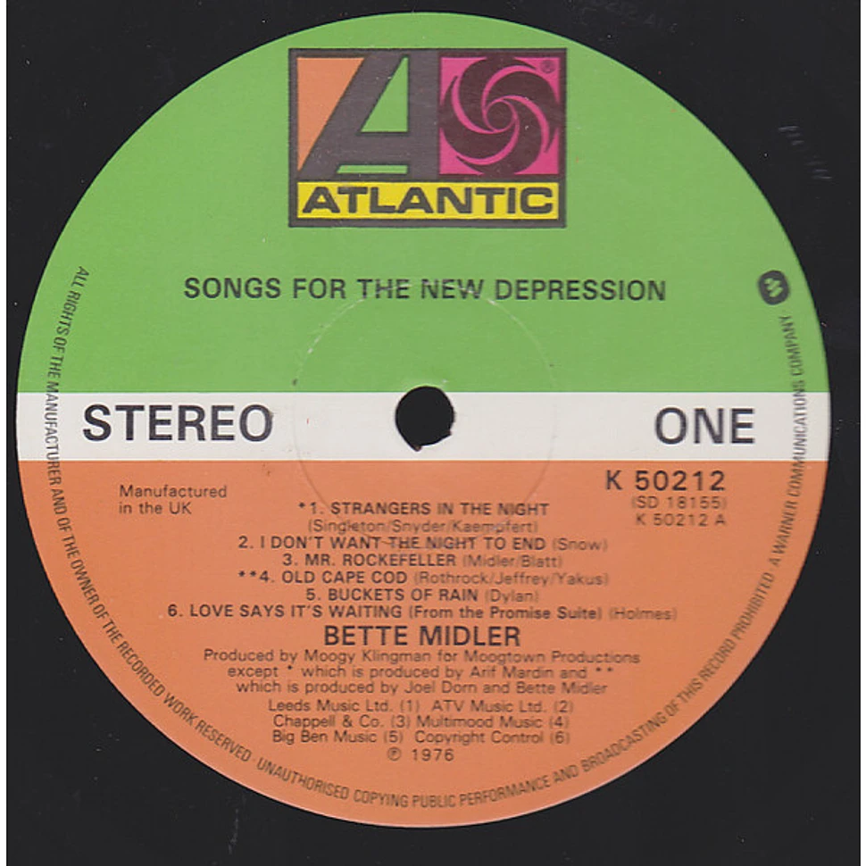 Bette Midler - Songs For The New Depression