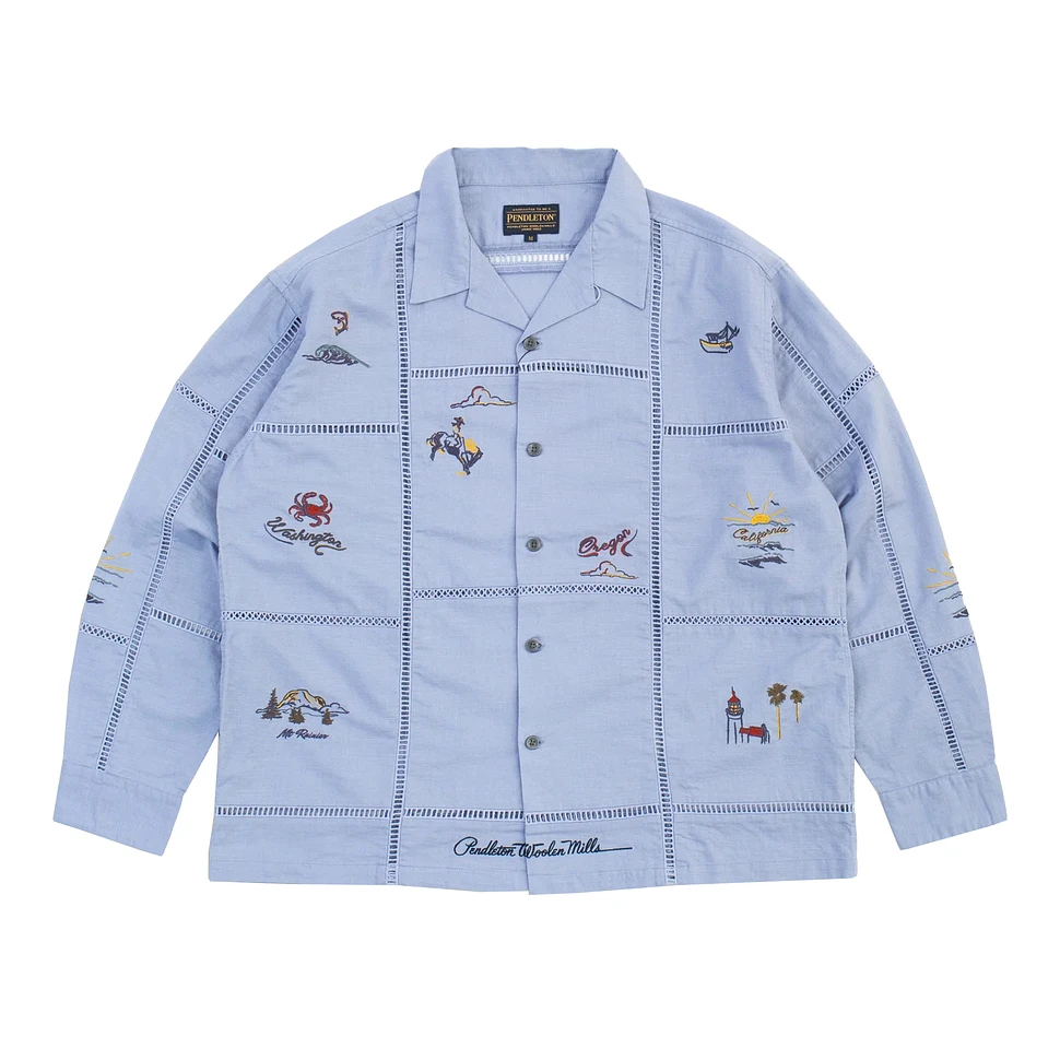 Pendleton - EMB Open Collar Shirt Moonbeam