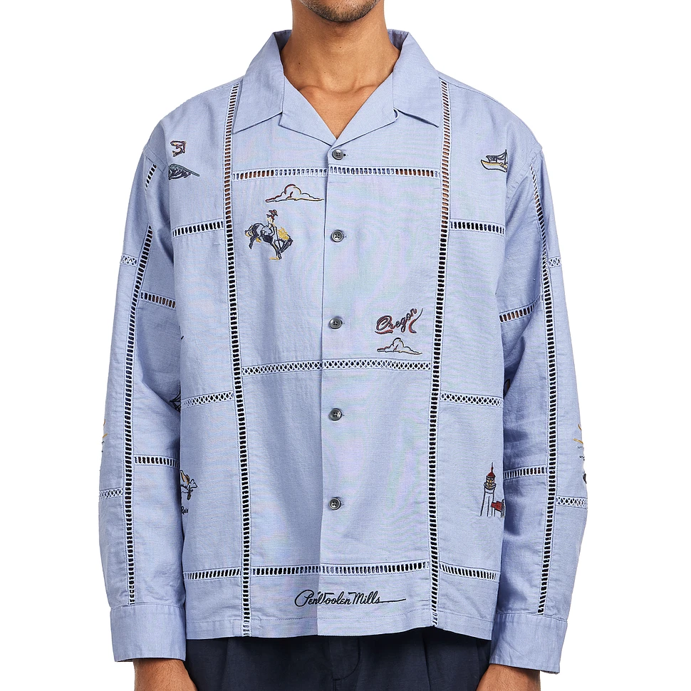 Pendleton - EMB Open Collar Shirt Moonbeam