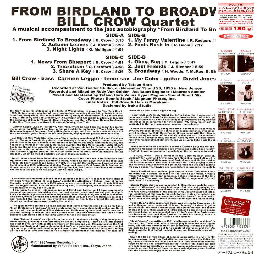 Bill Crow Quartet - From Birdland To Broadway