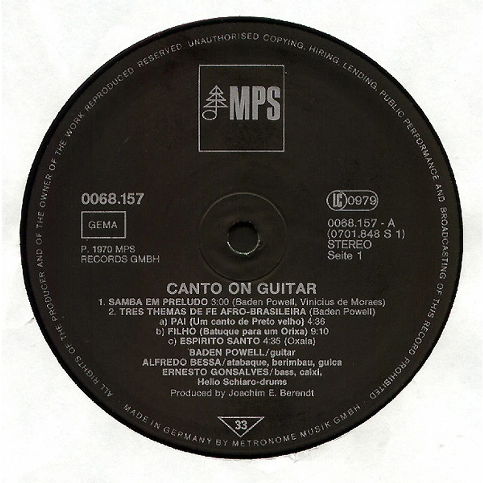 Baden Powell - Canto On Guitar