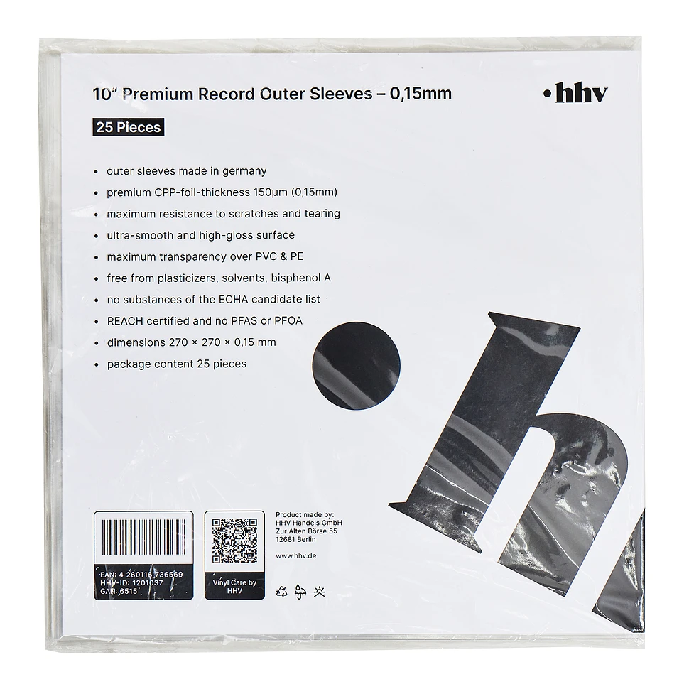 25x 10“ Premium Record Outer Sleeves - Außenhüllen (0,15mm / Made in Germany / CPP-Folie)