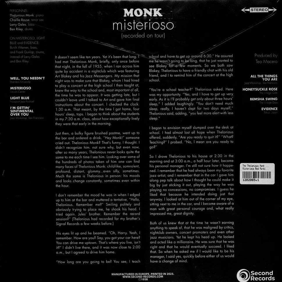 The Thelonious Monk Quartet - Misterioso Red Marble Vinyl Edition