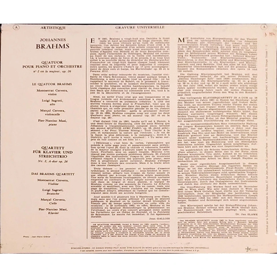 Johannes Brahms / The Brahms Quartet - Quartett Für Klavier Und Streichtrio Nr. 2 A-dur, Op. 26