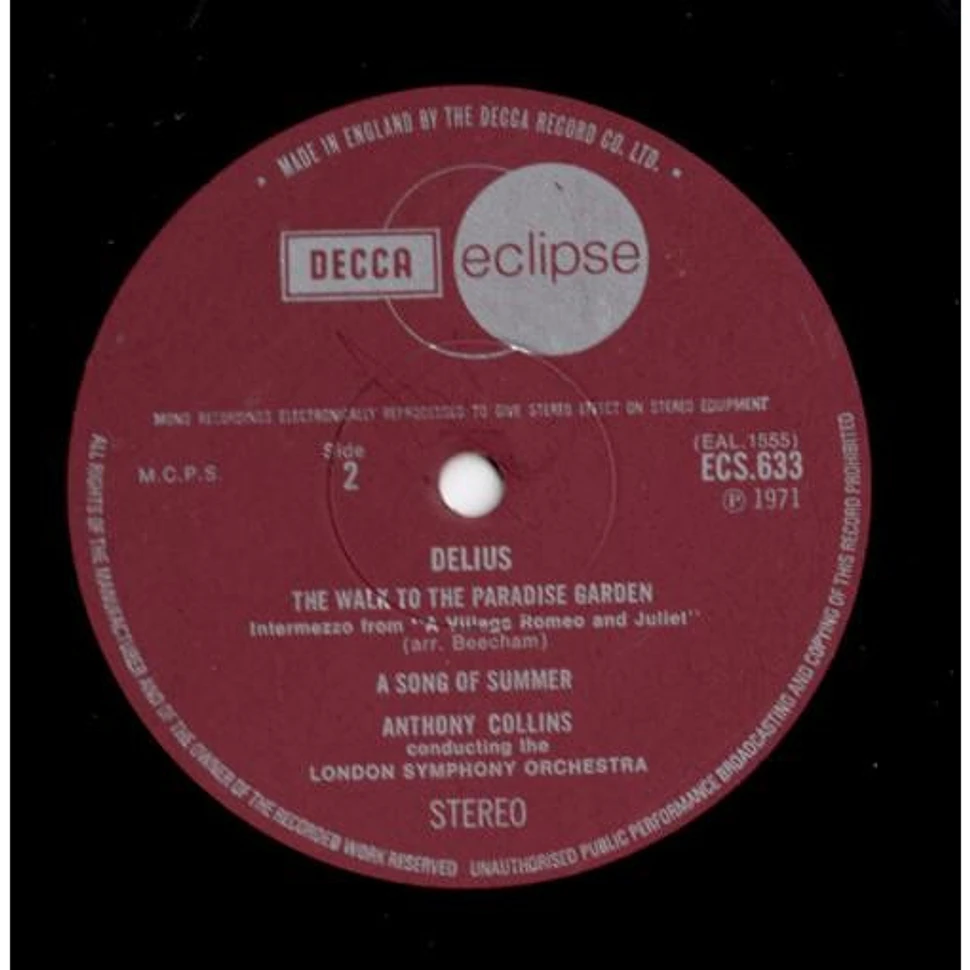 Frederick Delius - London Symphony Orchestra, Anthony Collins - Brigg Fair / On Hearing The First Cuckoo In Spring / The Walk To The Paradise Garden / A Song Of Summer