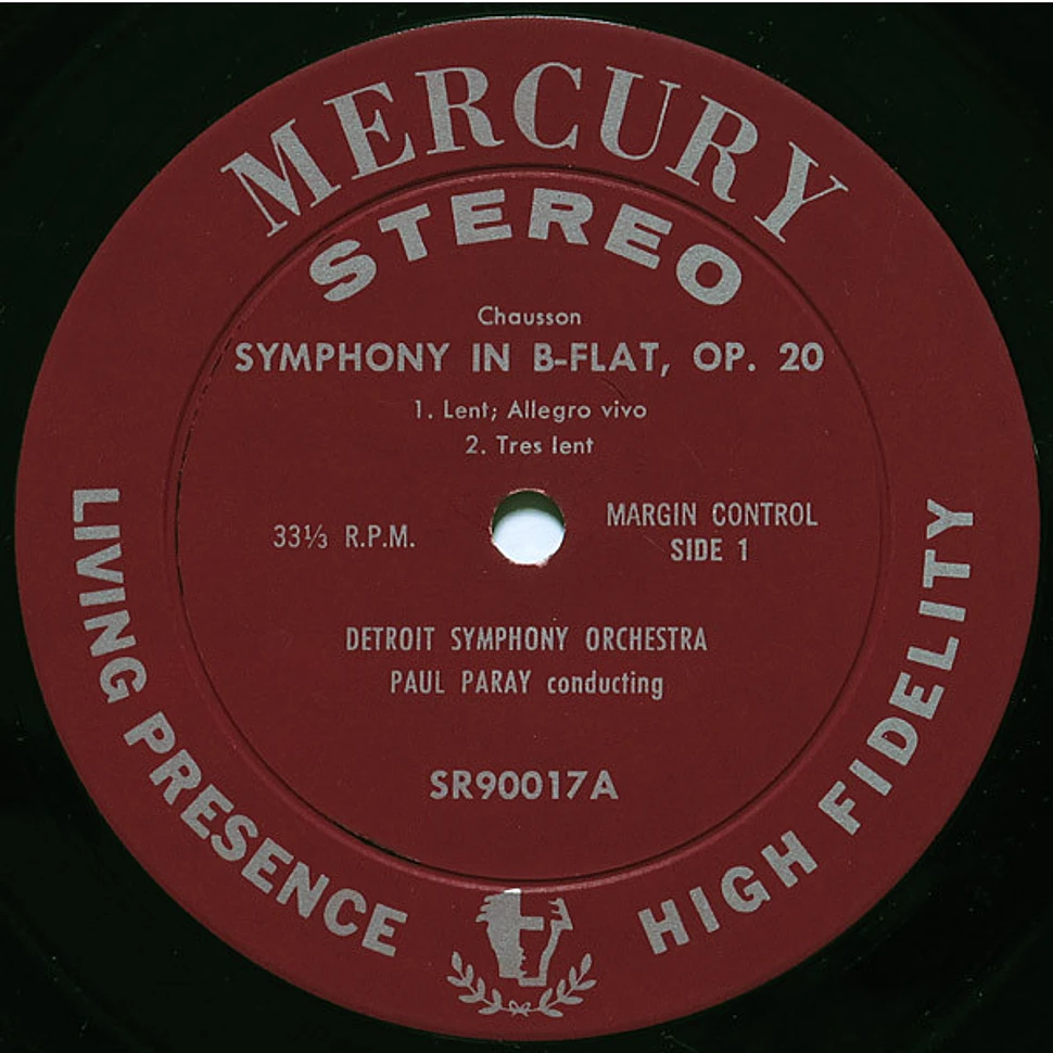 Ernest Chausson, Paul Paray, Detroit Symphony Orchestra - Symphony In B-Flat, Op. 20