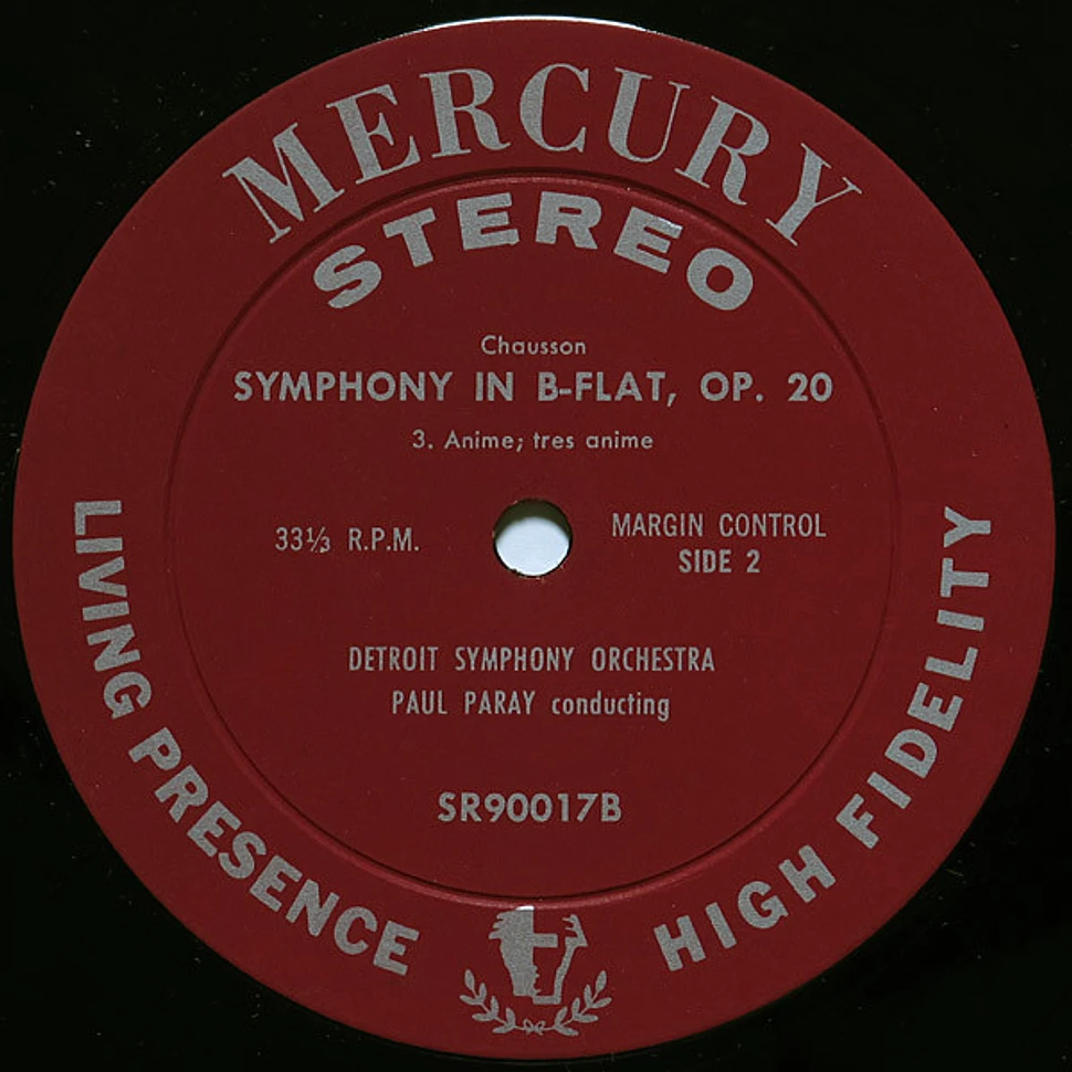 Ernest Chausson, Paul Paray, Detroit Symphony Orchestra - Symphony In B-Flat, Op. 20