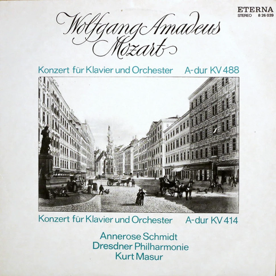 Wolfgang Amadeus Mozart, Annerose Schmidt, Dresdner Philharmonie, Kurt Masur - Konzert Für Klavier Und Orchester A-dur KV 488, Konzert Für Klavier Und Orchester A-dur KV 414