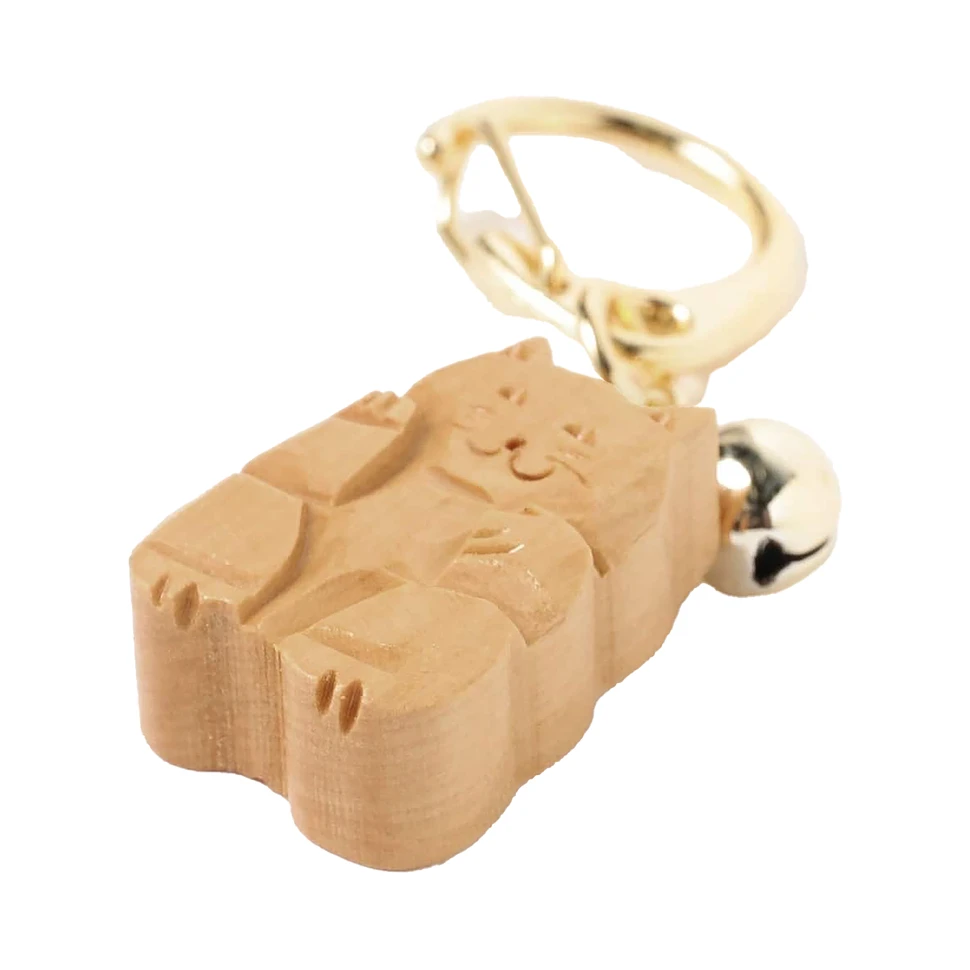 Beams Japan x Chikuen - Lucky Cat Key Chain (Beige / Gold) | HHV