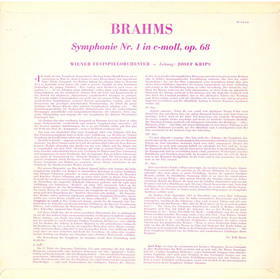 Johannes Brahms - Wiener Festspielorchester, Josef Krips - Symphonie N°1