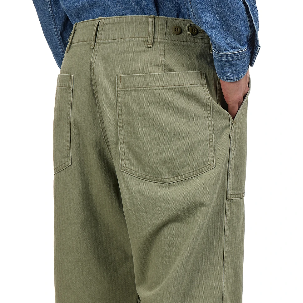 orSlow - Herringbone Twill Summer Fatigue Pants (Green) | HHV