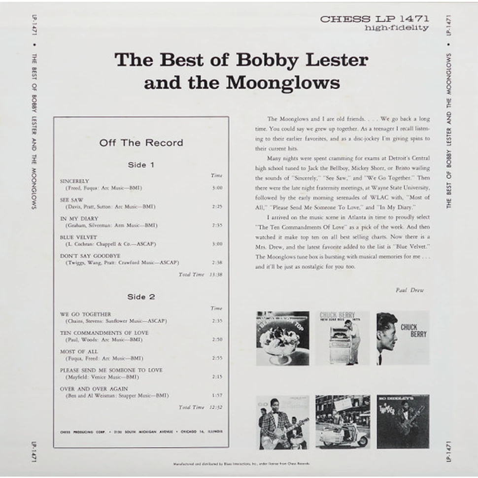 Bobby Lester And The Moonglows - The Best Of Bobby Lester And The Moonglows