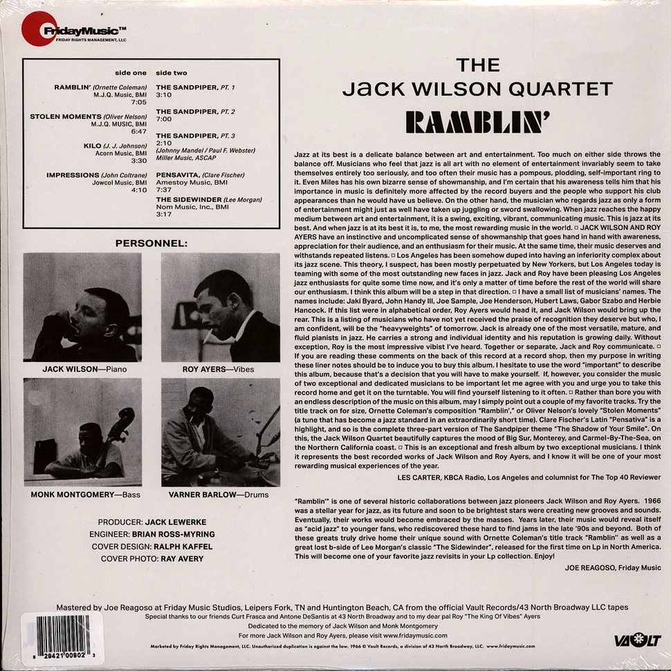 Jack Wilson Quartet - Ramblin' Clear Blue Vinyl Edition