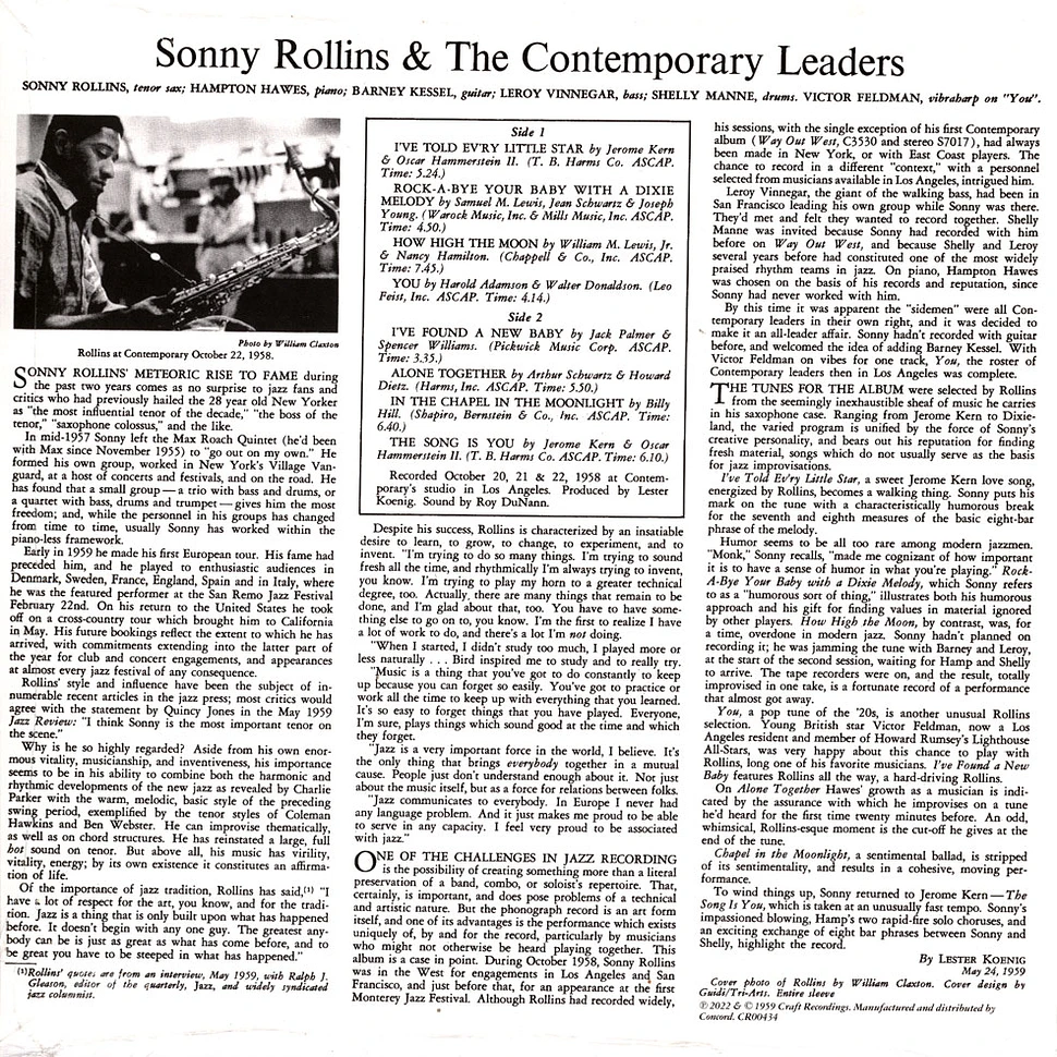 Sonny Rollins - Sonny Rollins & The Contemporary Leaders