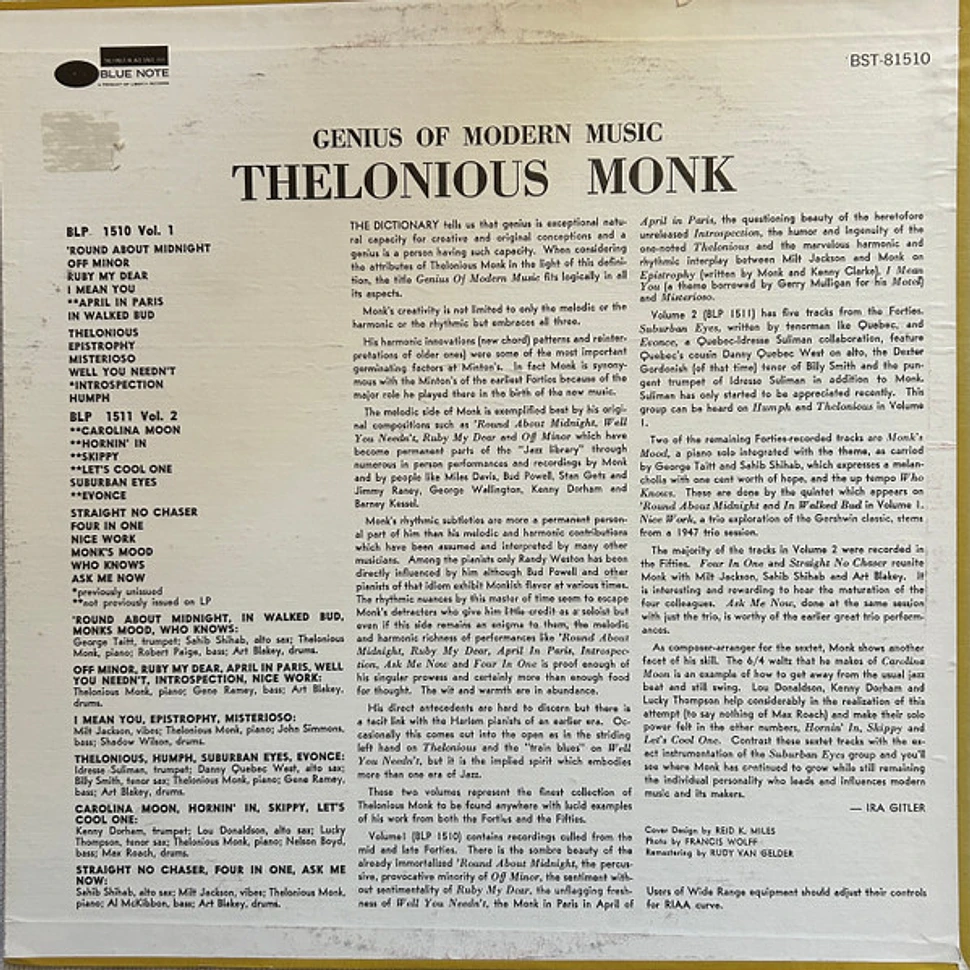 Thelonious Monk - Genius Of Modern Music (Volume One)