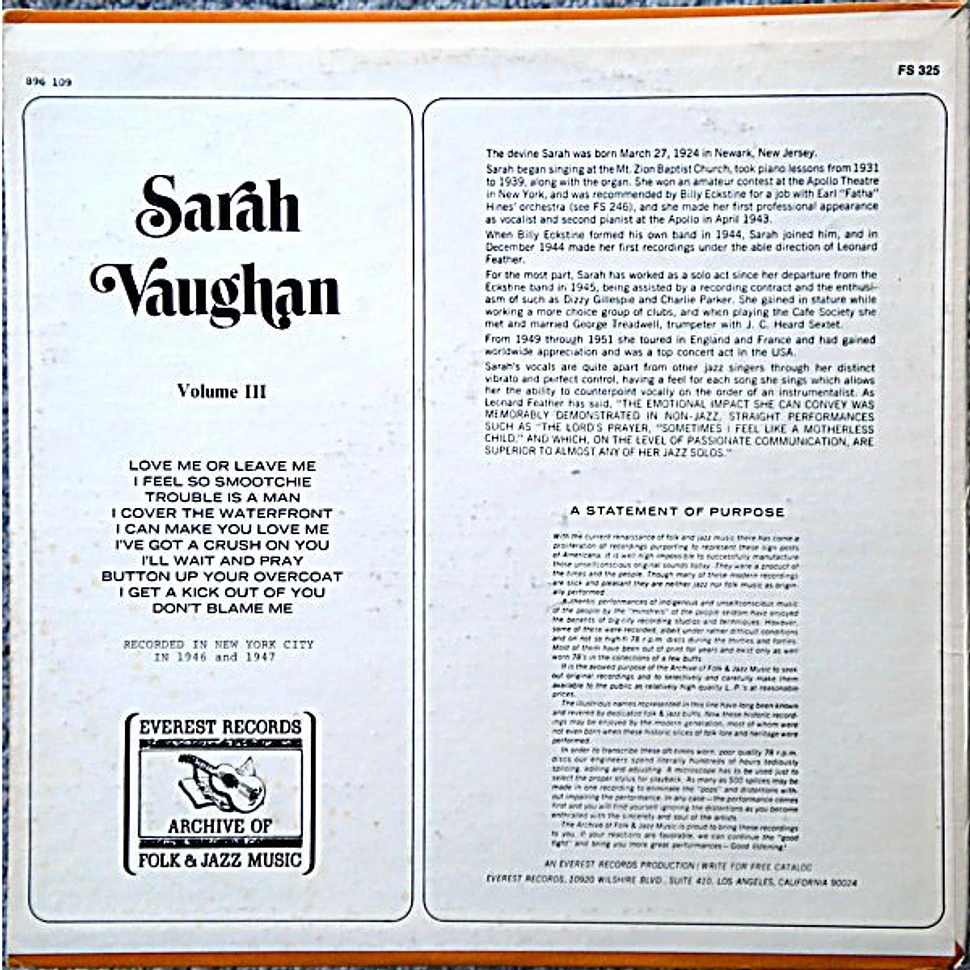 Sarah Vaughan - Volume III