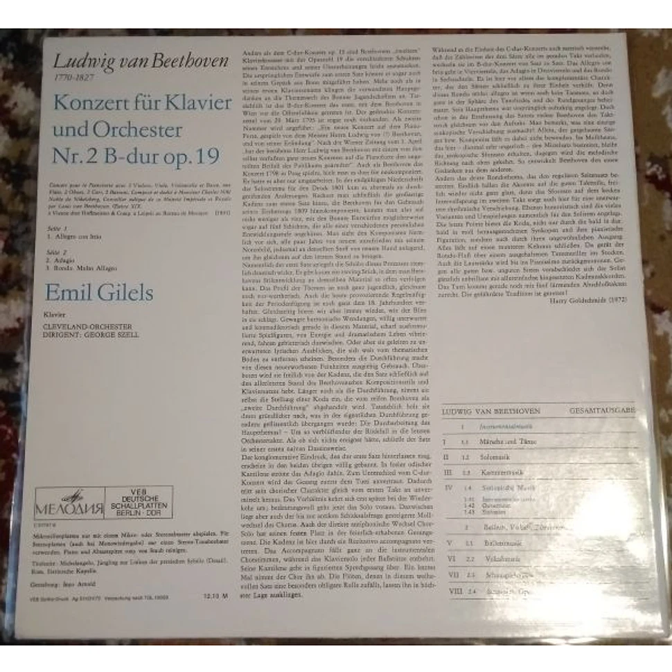 Ludwig van Beethoven, Emil Gilels, The Cleveland Orchestra, George Szell - Konzert Für Klavier Und Orchester Nr. 2 B-dur Op. 19